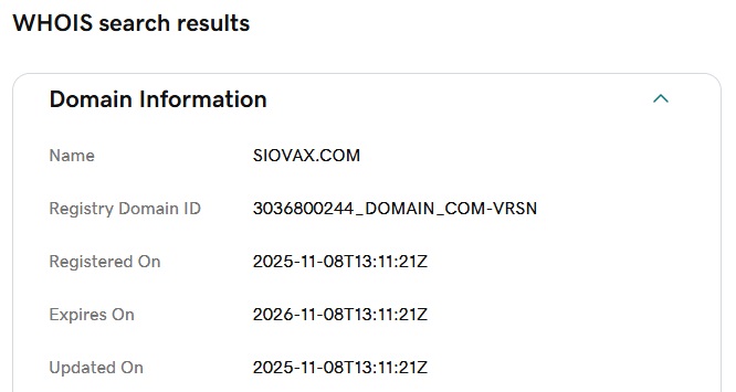 Siovax WHOIS