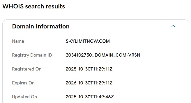 SkyLimitnow WHOIS