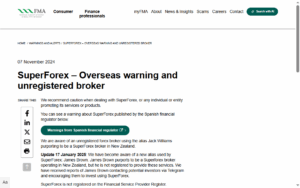 SuperForex warning-Financial-Markets-Authority