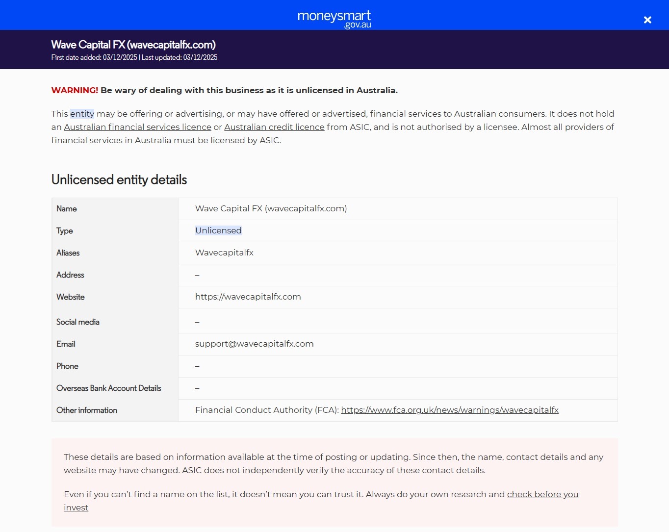 Investor-warning-Wave-Capital-FX-wavecapitalfx-com-ASIC