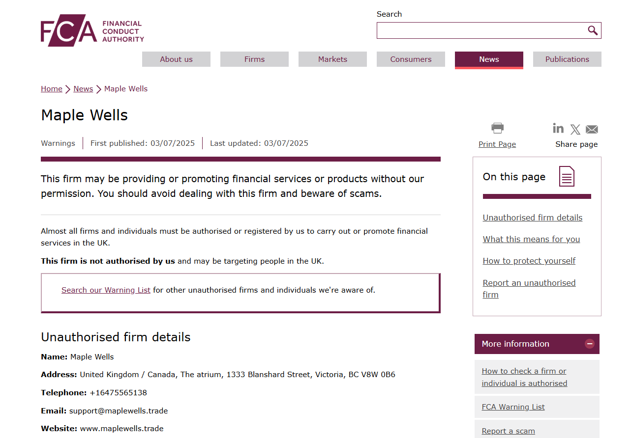 Maple-Wells-FCA-Warning